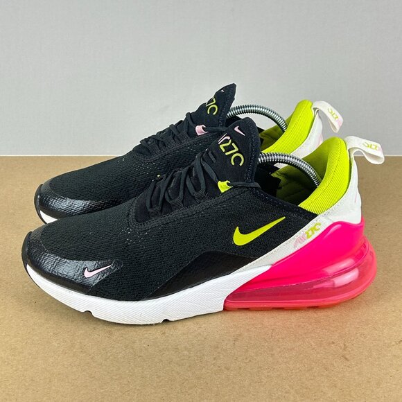 Nike Air Max 270 Pink Rise Athletic Shoes Womens 9.5 Black Pink Yellow Low Top - Picture 10 of 10